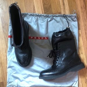 Prada brogue combat boots